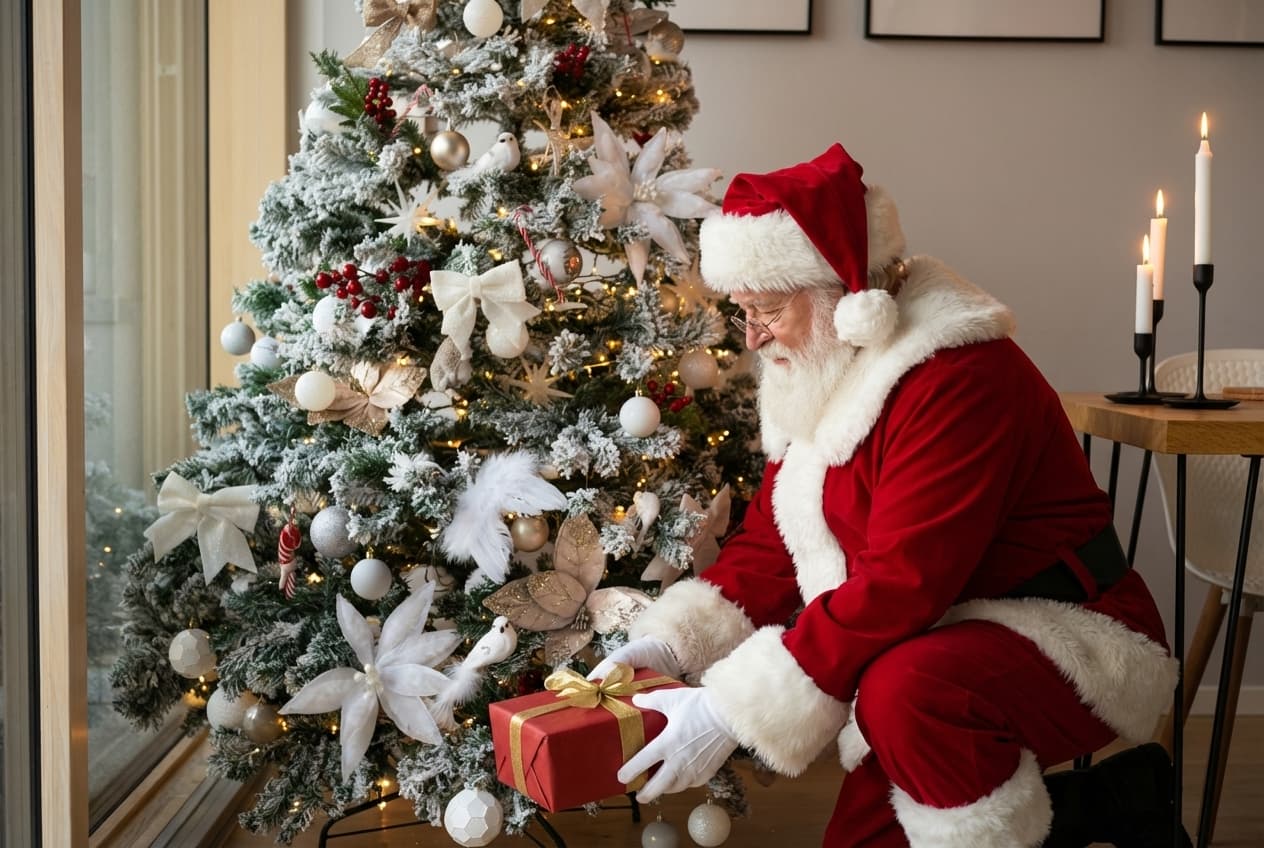 Santa placing gifts
